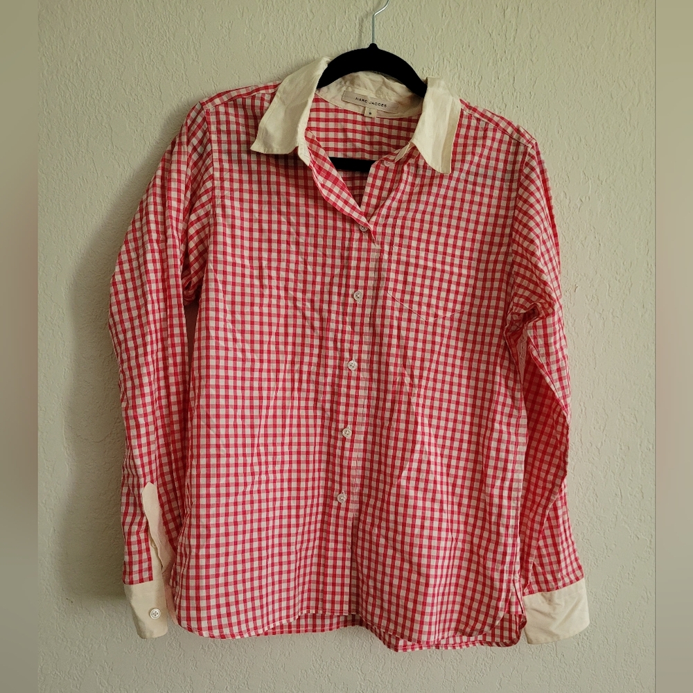 Marc Jacobs silk checkered button down | size 6